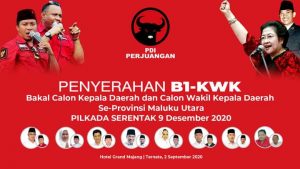 Besok, DPD PDIP Malut Serahkan B.I-KWK Partai ke Paslon se- Malut